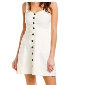 Madewell White Button-Front Mini Dress Pockets Size 2